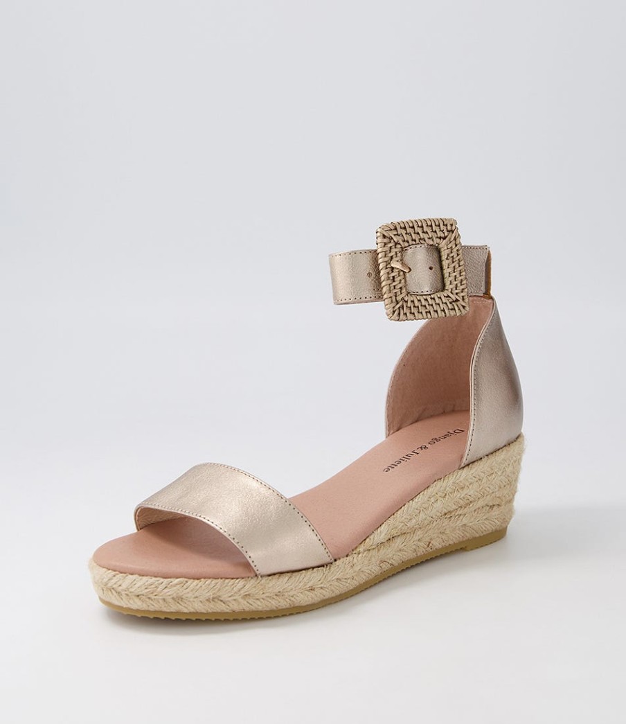 DJANGO & JULIETTE Sprout Champagne Leather Buckle Espadrilles | Espadrilles