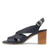 DJANGO & JULIETTE Simmie Navy Leather Sandals | Heels