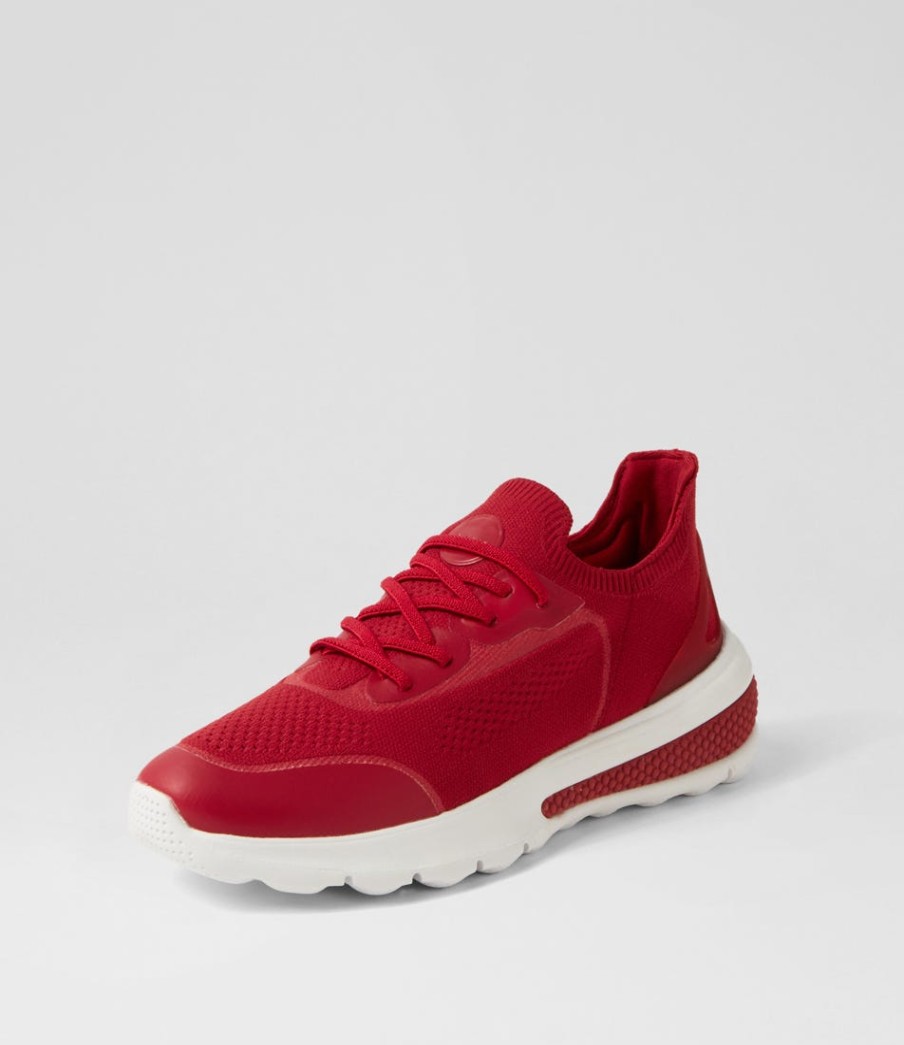 GEOX D Spherica Actif A Dark Red Knit Sneakers | Sneakers