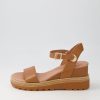 DJANGO & JULIETTE Boogly Dark Tan Leather Sandals | Heels