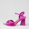 DJANGO & JULIETTE Hivon Clear Fuchsia Satin Vinylite Leather Heels | Heels