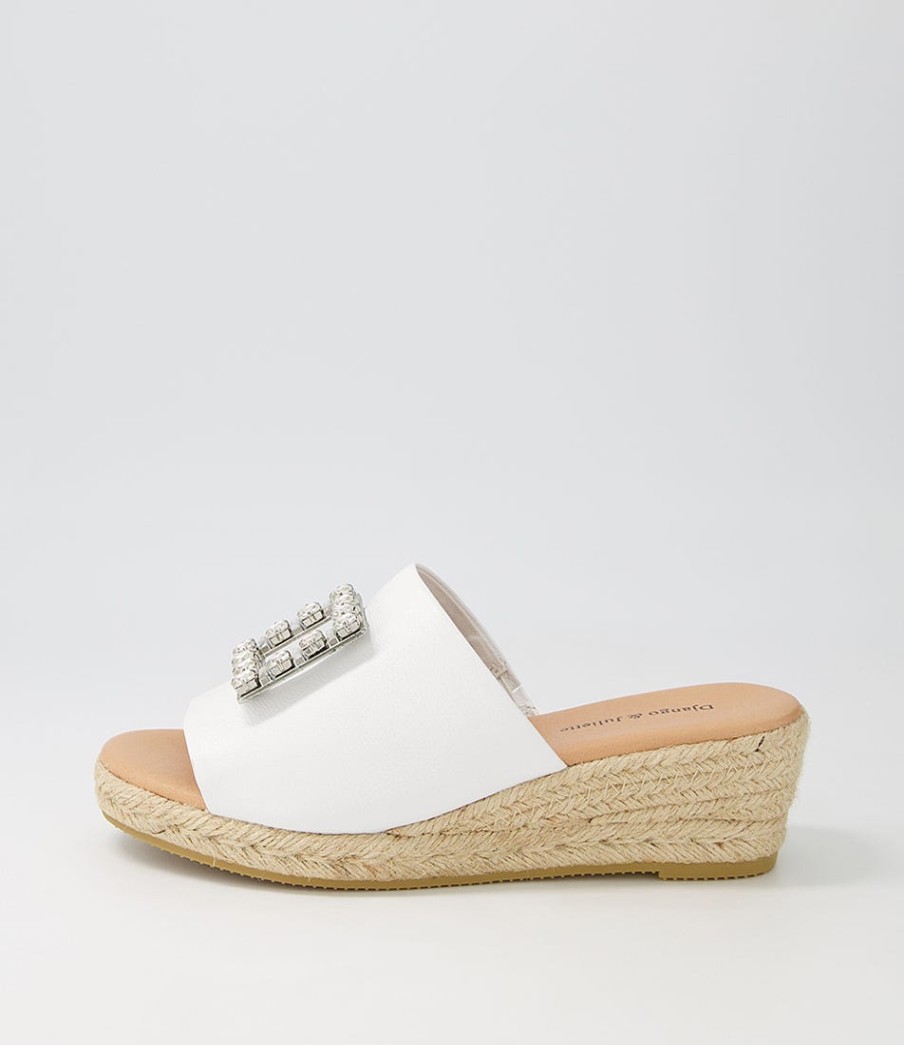 DJANGO & JULIETTE Samella White Natural Rope Leather Sandals | Espadrilles