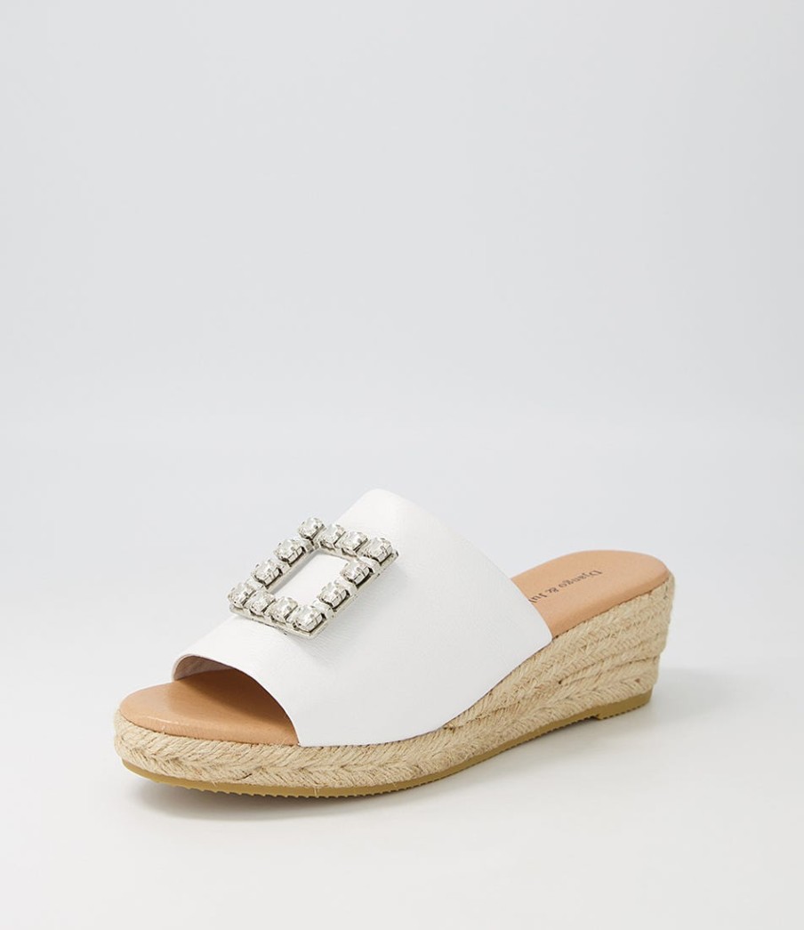 DJANGO & JULIETTE Samella White Natural Rope Leather Sandals | Espadrilles