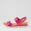 DJANGO & JULIETTE Leeka Fuchsia Shine Elastic Leather Sandals | Wedges