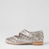 DJANGO & JULIETTE Alikam Silver Crackle Leather Flat Shoes | Flats