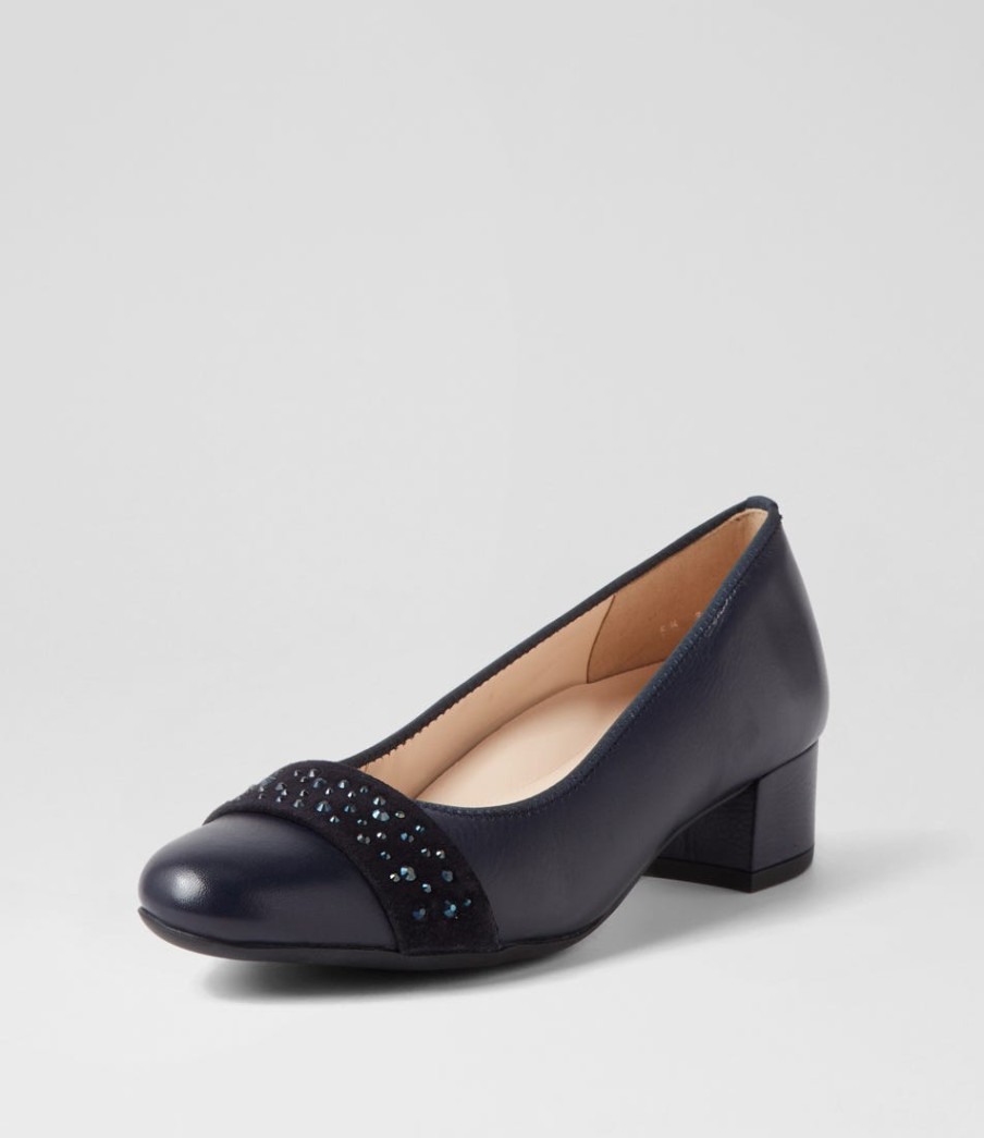 ARA Nizza 13 Navy Leather Heels | Comfort