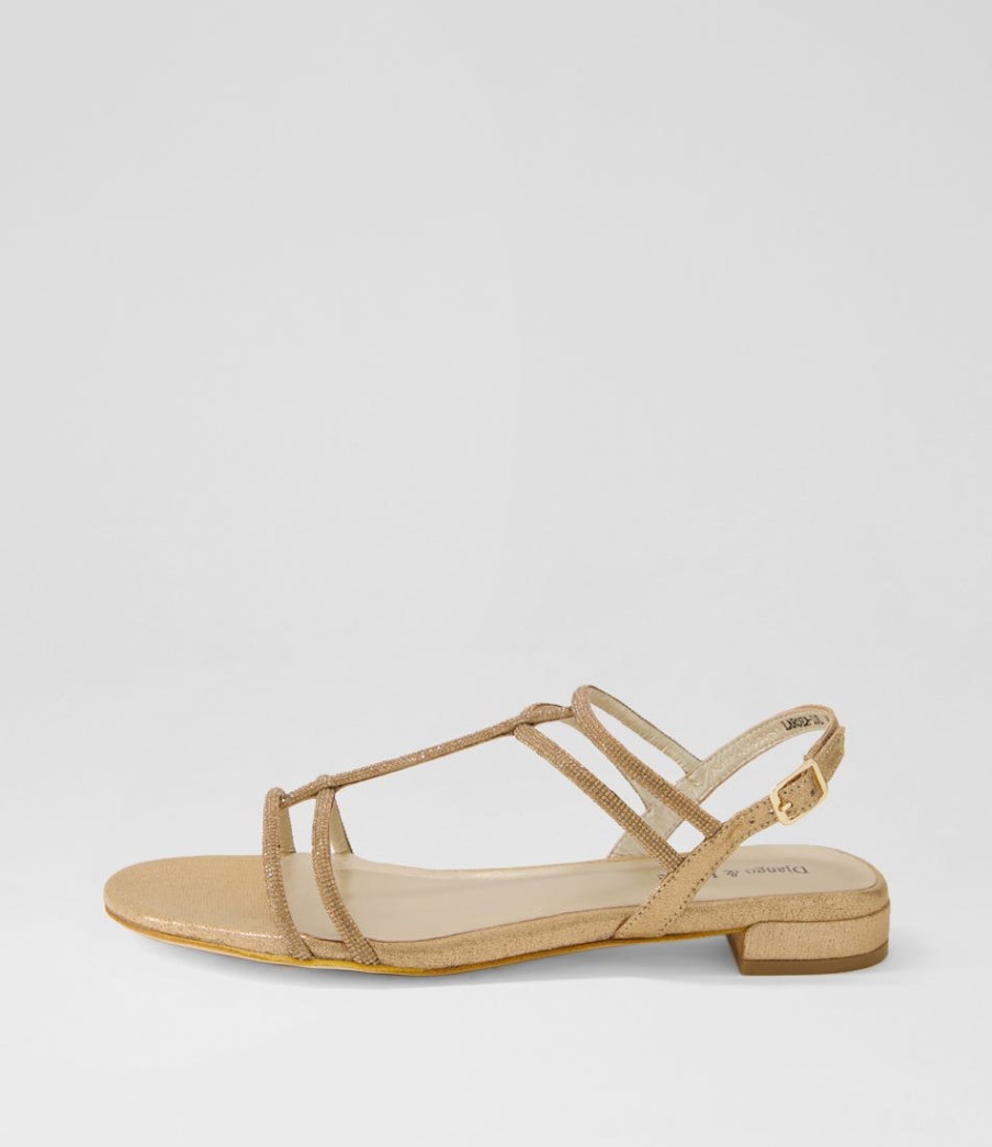 DJANGO & JULIETTE Laroza Lrg Champagne Fabric Jewels Sandals | Flats