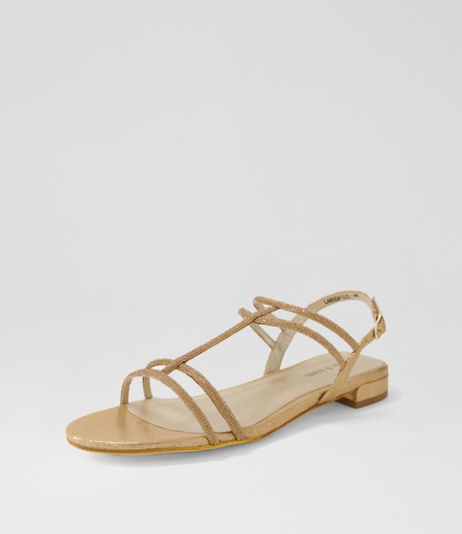 DJANGO & JULIETTE Laroza Lrg Champagne Fabric Jewels Sandals | Flats