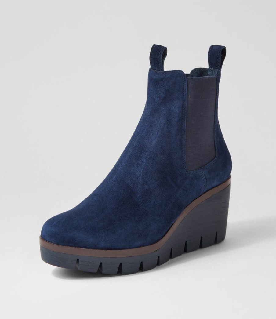 DJANGO & JULIETTE Niddle Navy Suede Ankle Boots | Boots