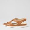 ZIERA Bellmont W Dark Tan Leather Sandals | Flats