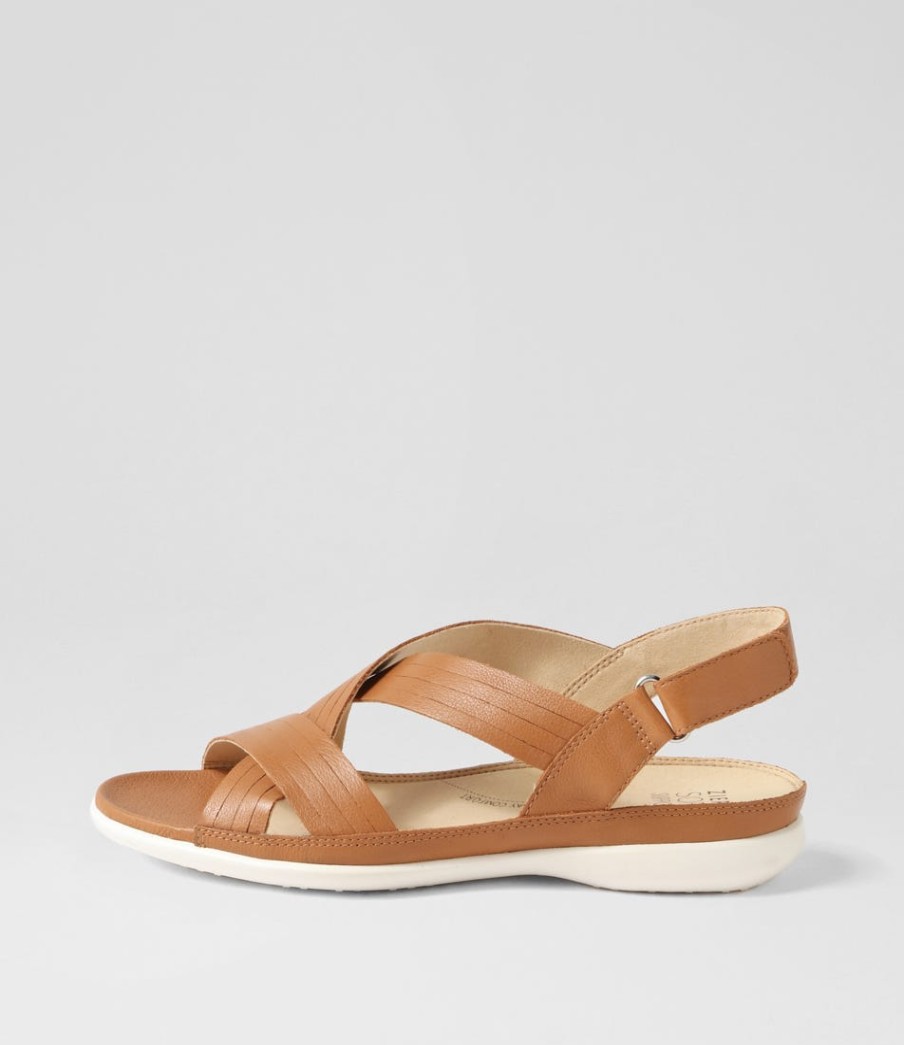 ZIERA Bellmont W Dark Tan Leather Sandals | Flats