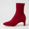 DIANA FERRARI Sarski Deep Red Stretch Microsuede Ankle Boots | Boots