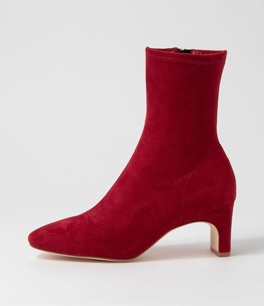 DIANA FERRARI Sarski Deep Red Stretch Microsuede Ankle Boots | Boots