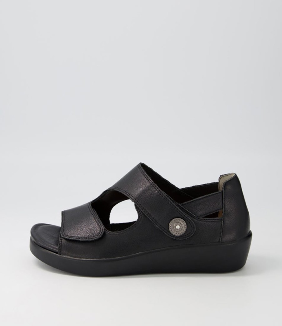 ZIERA Matillda W Black Leather Sandals | Wedges