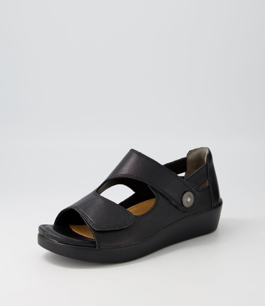 ZIERA Matillda W Black Leather Sandals | Wedges