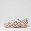 DJANGO & JULIETTE Allosier White Tan Leather Lace Up Flats | Flats