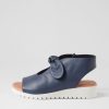 DJANGO & JULIETTE Moneka Navy White Leather Sandals | Wedges