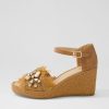 DJANGO & JULIETTE Purley Tan Synthetic Raffia Leather Sandals | Heels