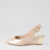 DJANGO & JULIETTE Raite Nude Shimmer Leather Sandals | Wedges