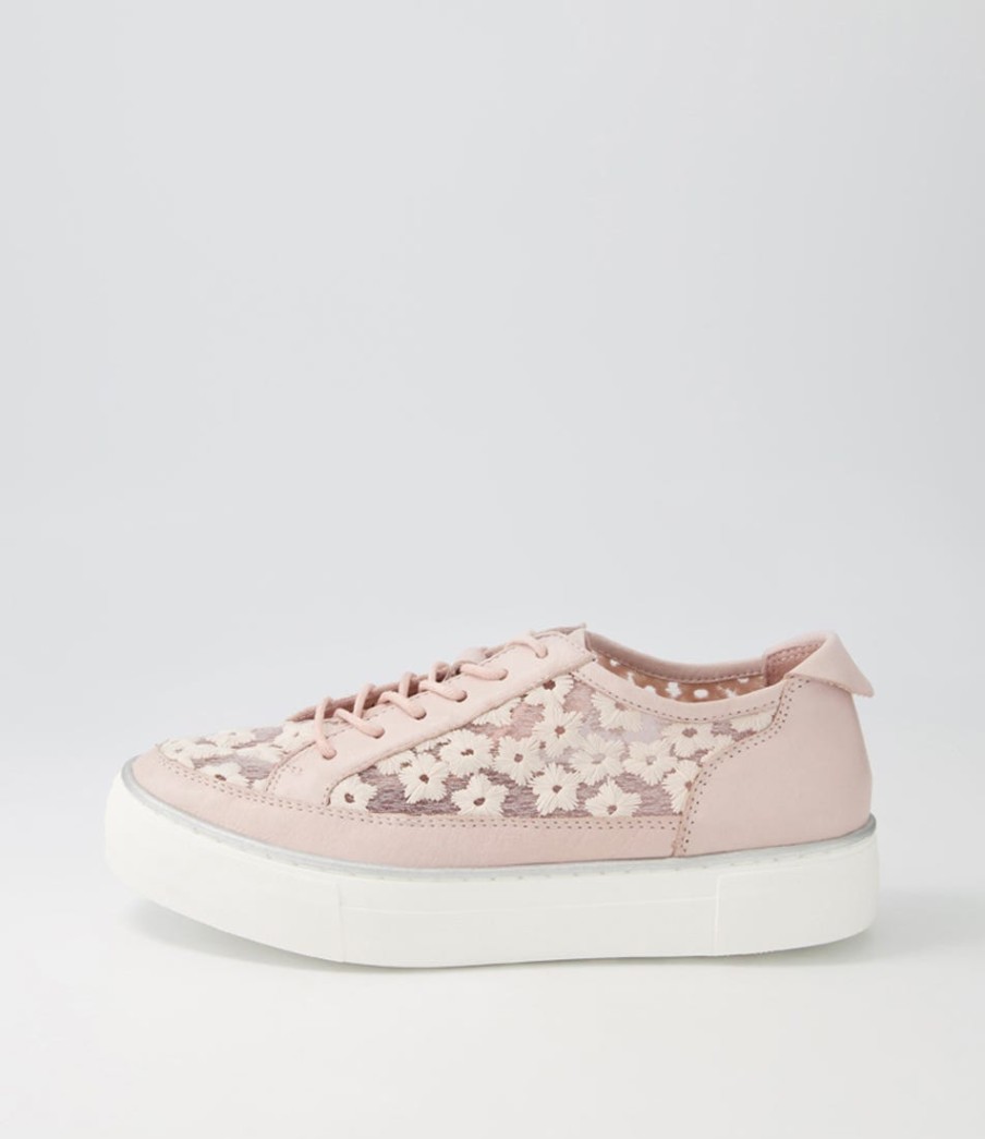 DJANGO & JULIETTE Faders Dusty Pink Leather Flower Sneakers | Sneakers