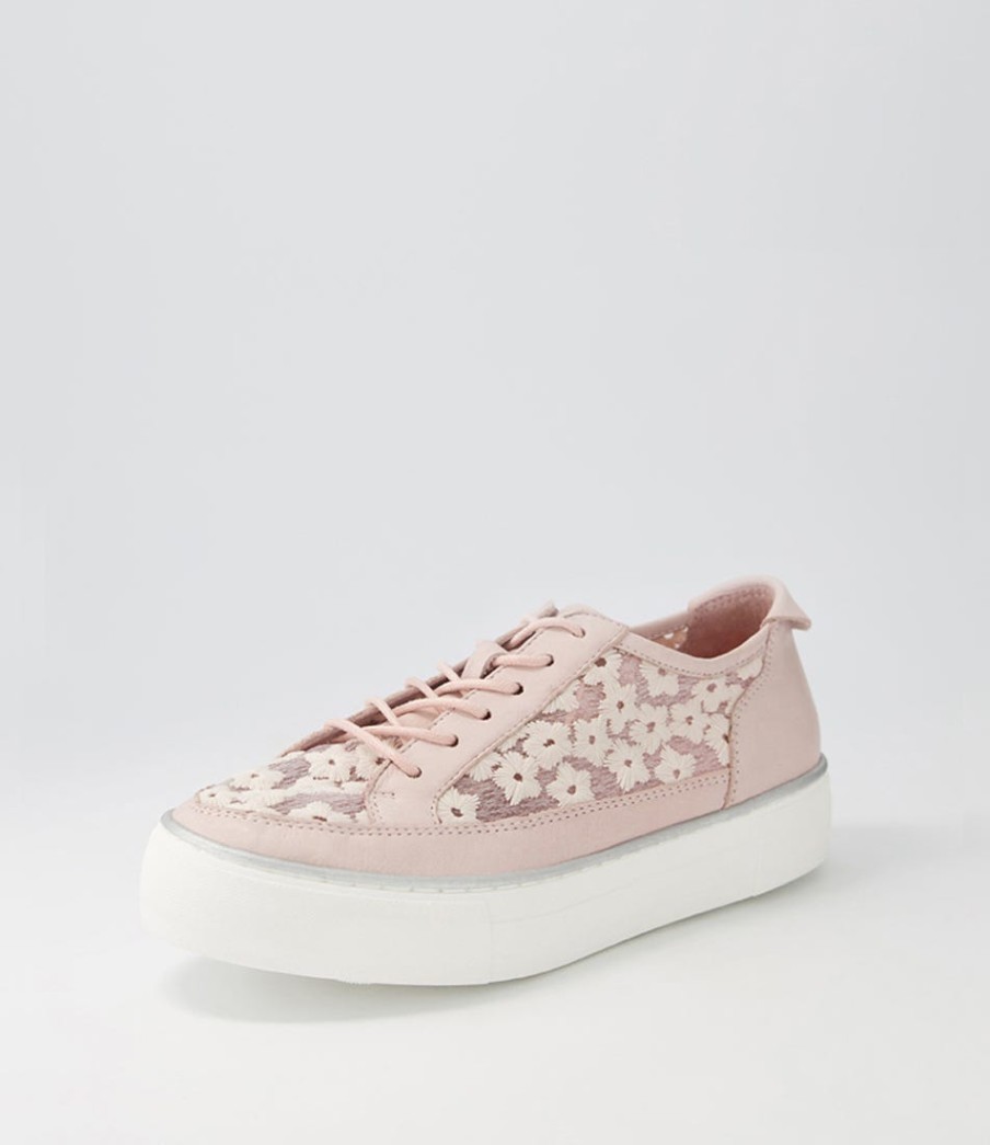 DJANGO & JULIETTE Faders Dusty Pink Leather Flower Sneakers | Sneakers