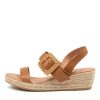 DJANGO & JULIETTE Samiya Lrg Dk Tan Leather | Espadrilles