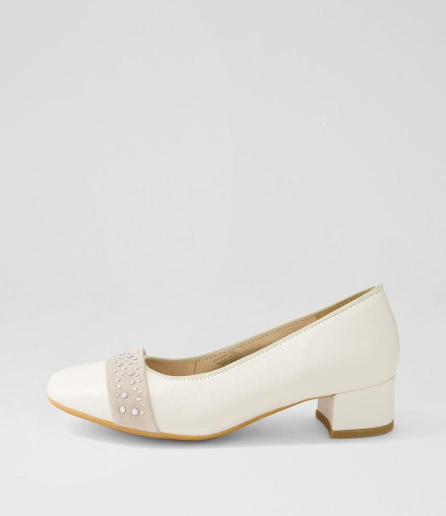 ARA Nizza 13 Creme Shell Platinum Leather Heels | Comfort