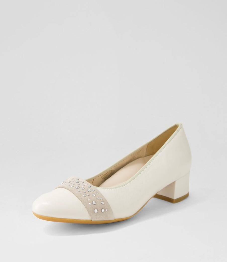 ARA Nizza 13 Creme Shell Platinum Leather Heels | Comfort