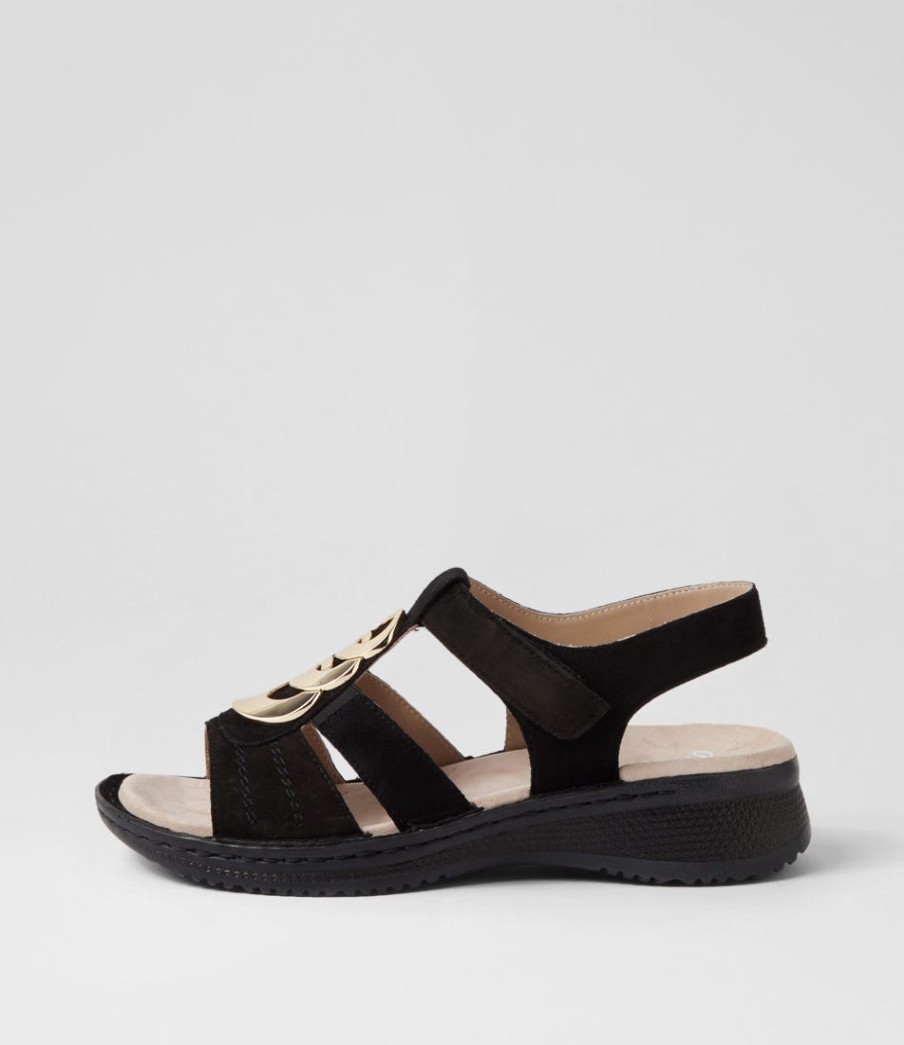 ARA Hawaii 11 Schwarz Suede Sandals | Comfort