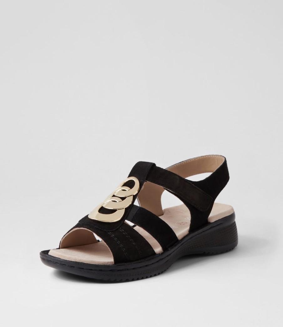 ARA Hawaii 11 Schwarz Suede Sandals | Comfort