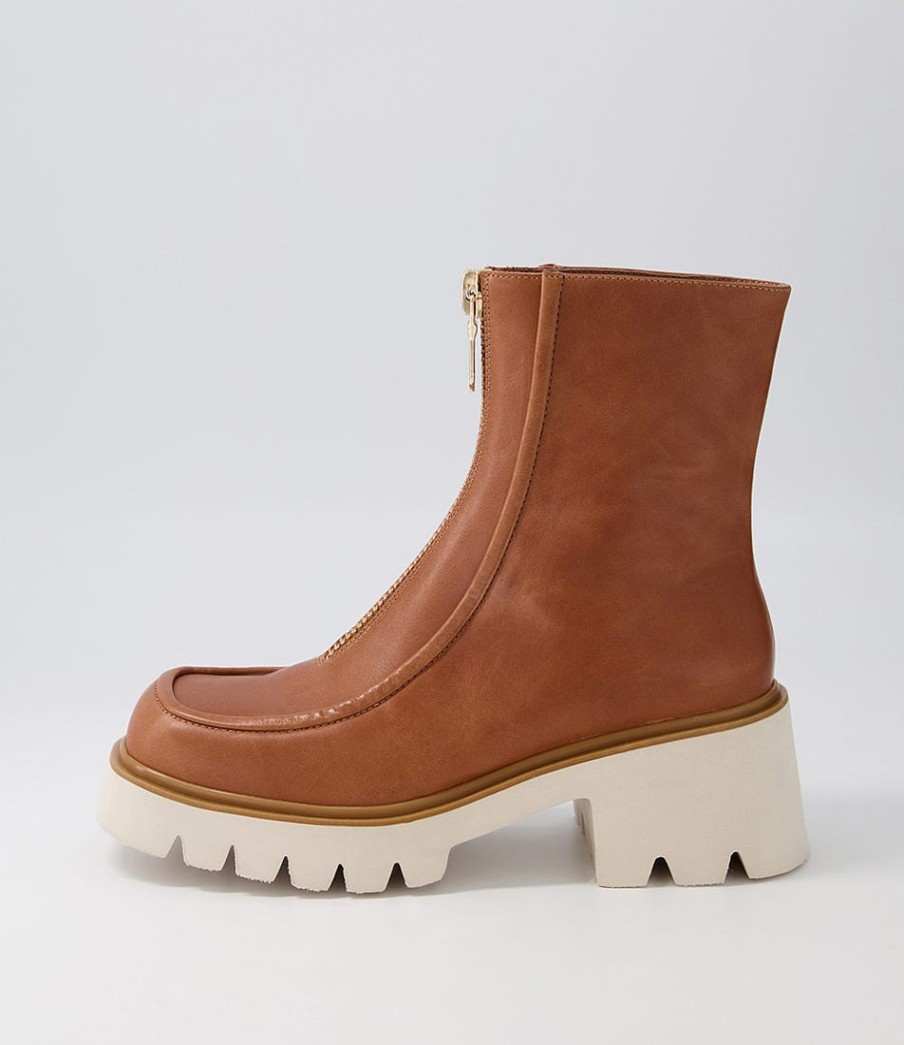 DJANGO & JULIETTE Bilbay Cognac Leather Ankle Boots | Boots