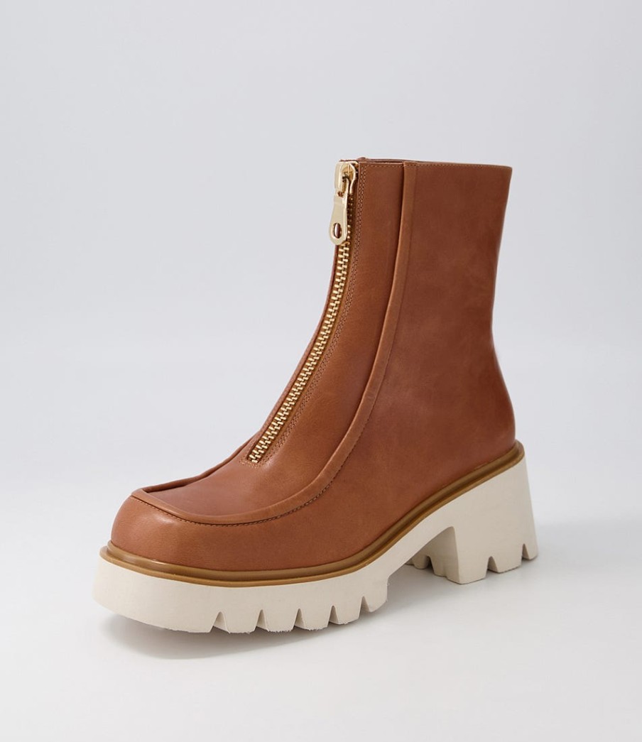 DJANGO & JULIETTE Bilbay Cognac Leather Ankle Boots | Boots