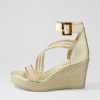 DJANGO & JULIETTE Estela Gold Vinylite Leather Sandals | Wedges