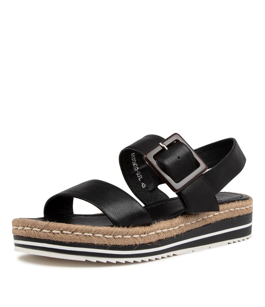 DJANGO & JULIETTE Antonio Lrg Blk Leather | Espadrilles