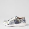 ZIERA Solar Xf Navy Silver Floral Leather Sneakers | Sneakers