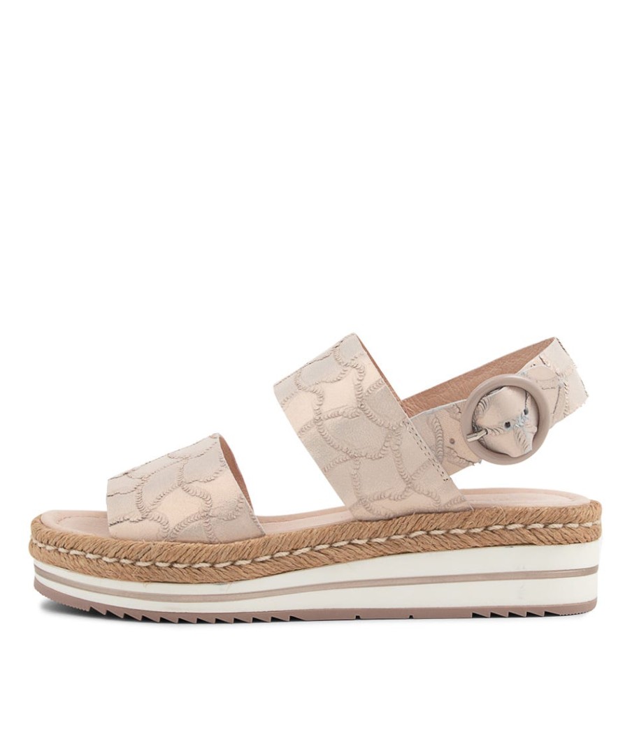 DJANGO & JULIETTE Atha Nude Frill Leather Sandals | Wedges