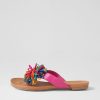 DJANGO & JULIETTE Jillee Fuchsia Bright Leather Thongs | Flats