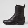 DJANGO & JULIETTE Regas Black Leather Fur Ankle Boots | Boots