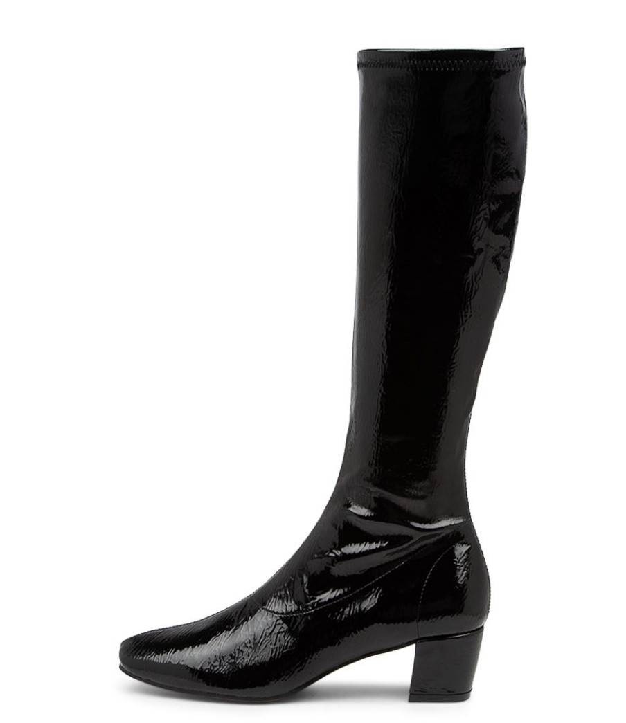 DJANGO & JULIETTE Hayleys Black Patent Pu Knee High Boots | Boots