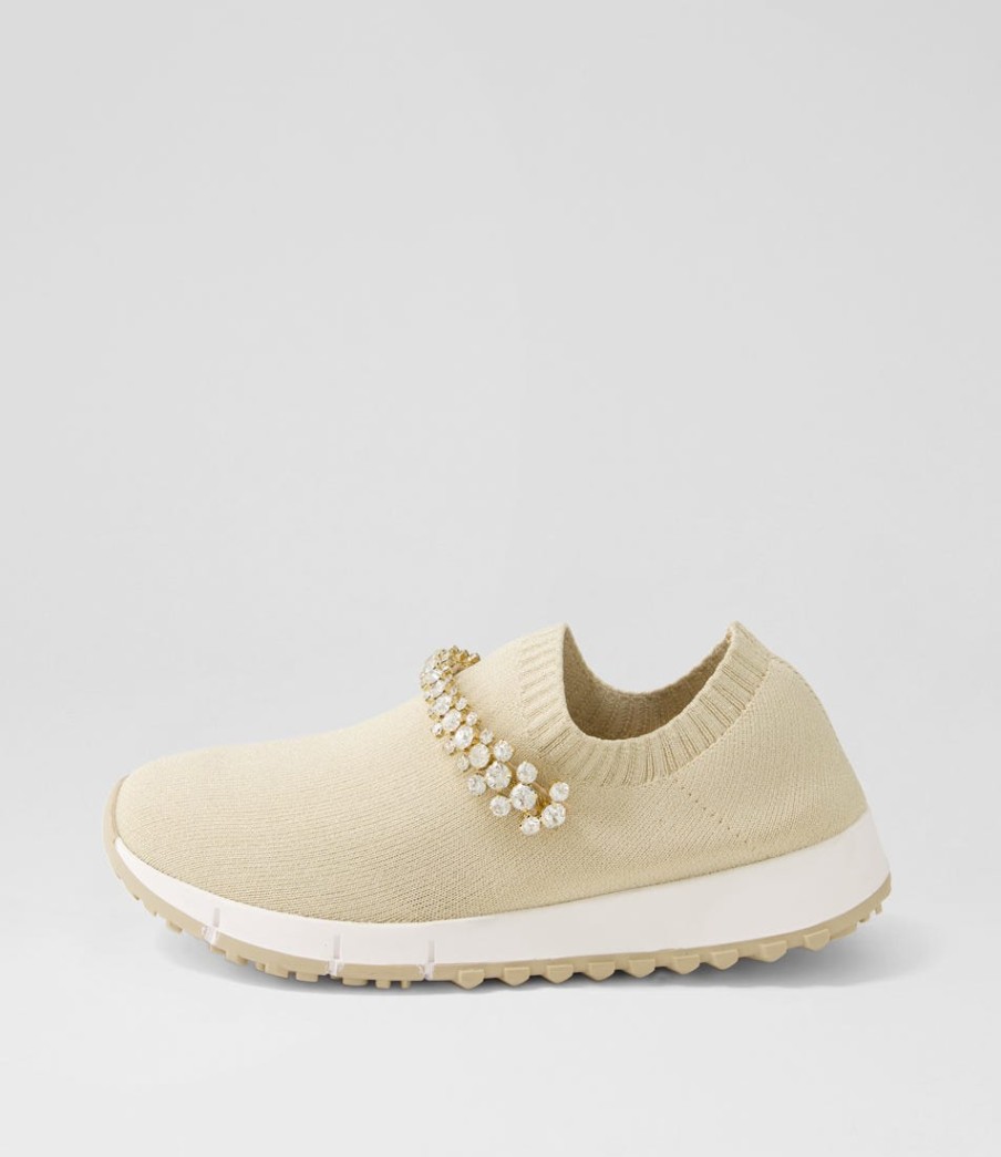 DJANGO & JULIETTE Jolo Sand Gold Trim Fabric Sneakers | Sneakers