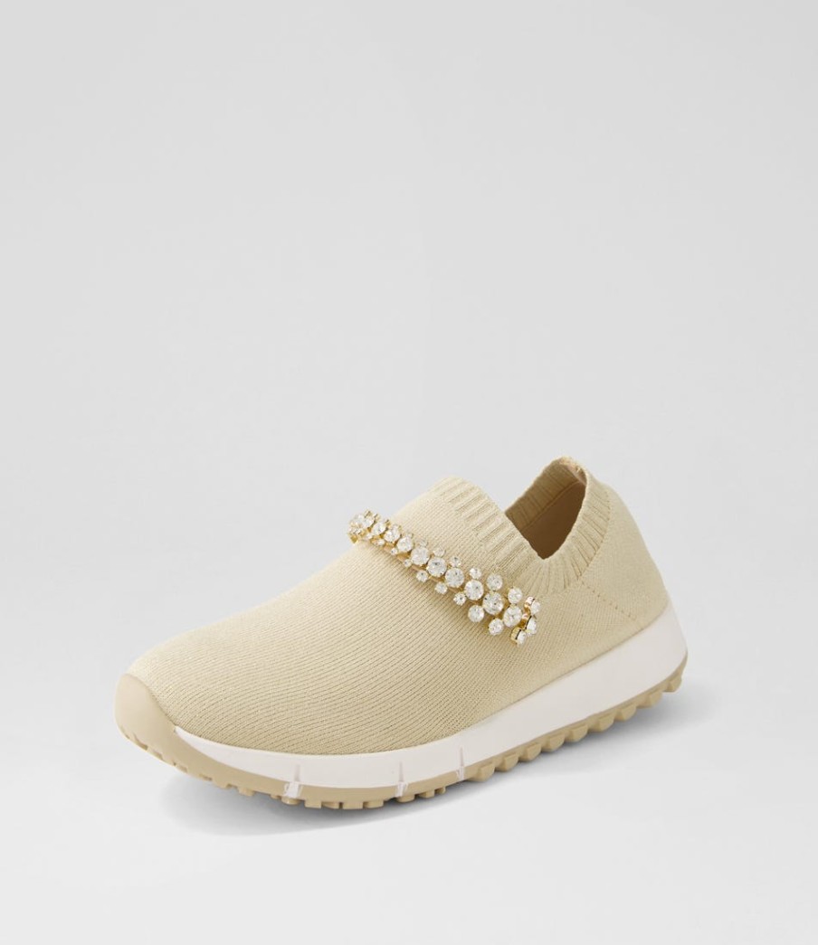 DJANGO & JULIETTE Jolo Sand Gold Trim Fabric Sneakers | Sneakers