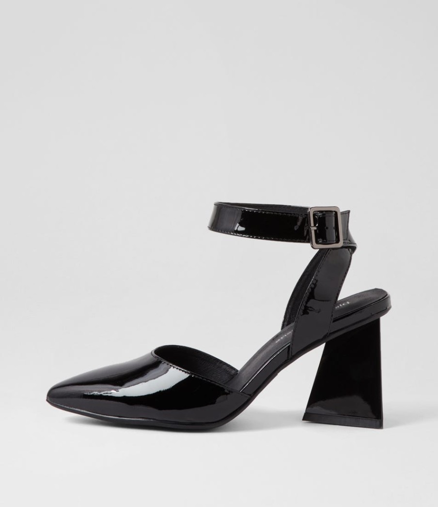 DJANGO & JULIETTE Hisa Black Patent Leather Heels | Heels