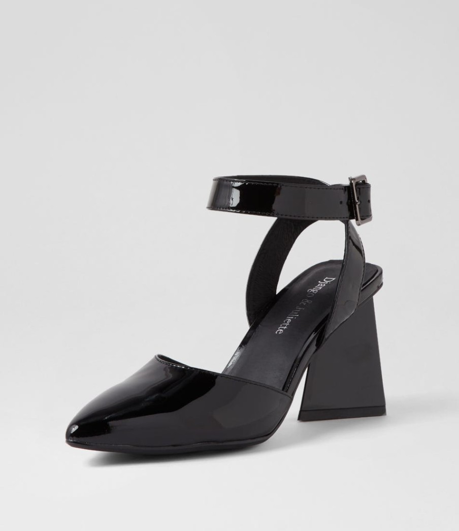 DJANGO & JULIETTE Hisa Black Patent Leather Heels | Heels