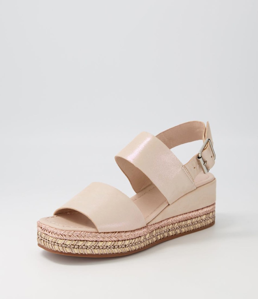 DJANGO & JULIETTE Xabbie Rose Shimmer Leather Espadrilles | Espadrilles