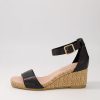 DJANGO & JULIETTE Woolysa Black Tan Leather Syn Raffia Sandals | Espadrilles