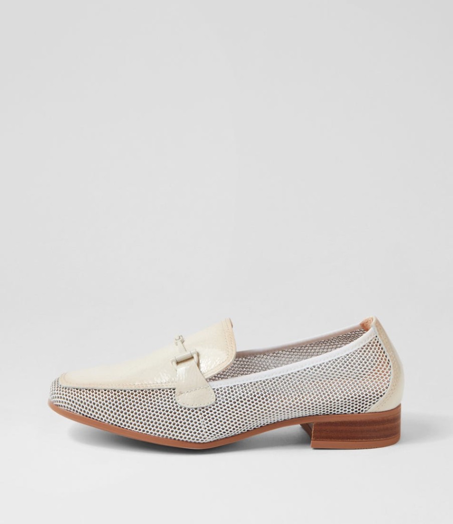 HISPANITAS Kenia 62 White Panna Mesh Leather Loafers | Loafers