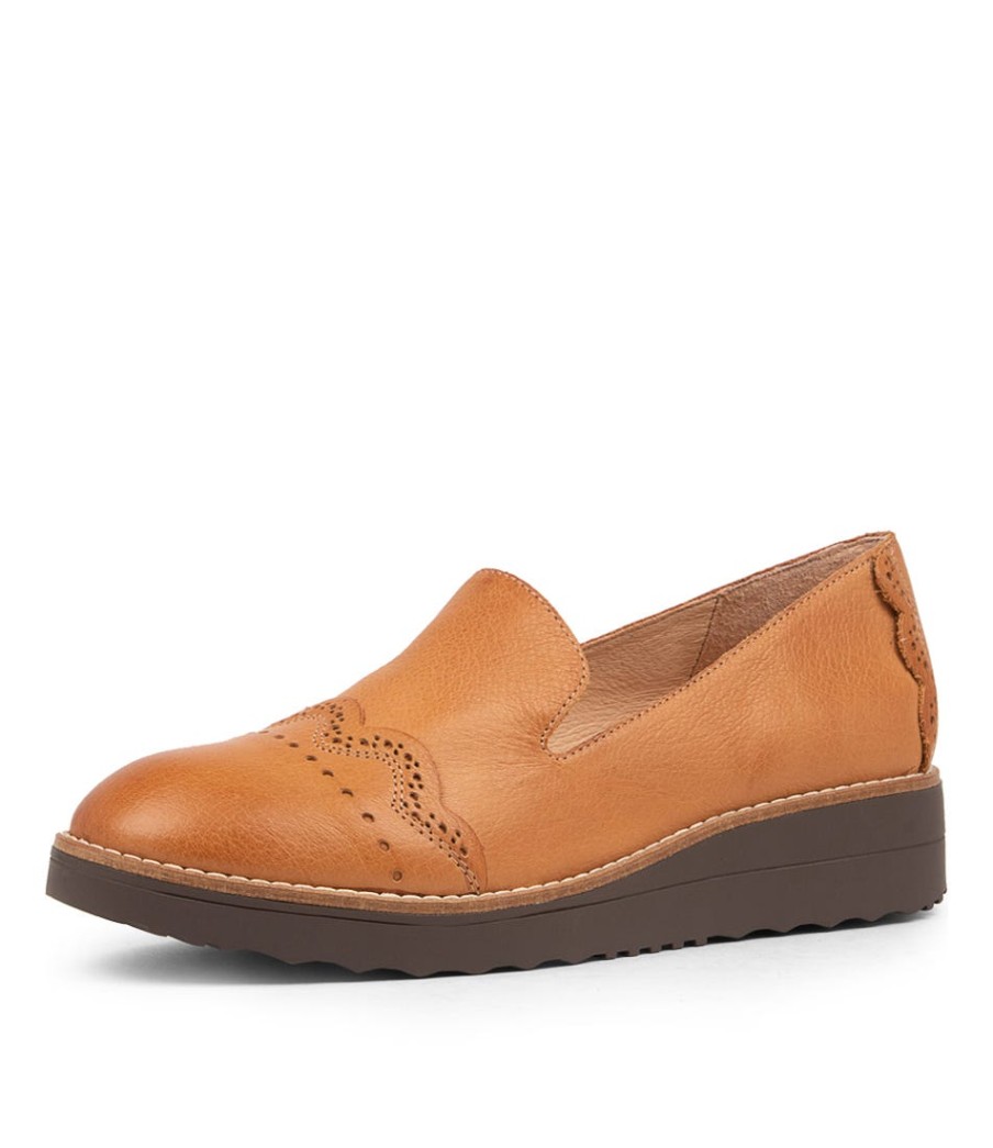 TOP END Orchidy Dark Tan Leather Loafers Cs | Loafers