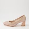 DJANGO & JULIETTE Jenice Rose Gold Petrol Leather Heels | Heels