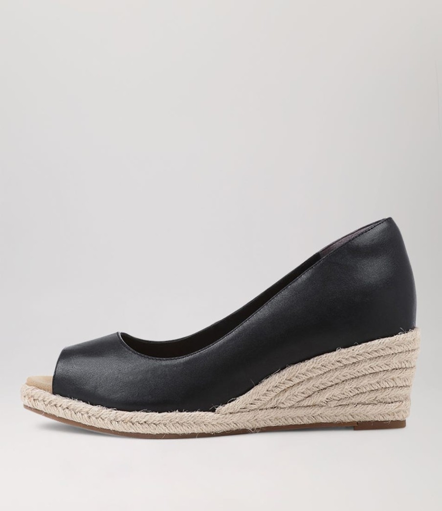 ZIERA Whispa W Black Leather Espadrilles | Espadrilles