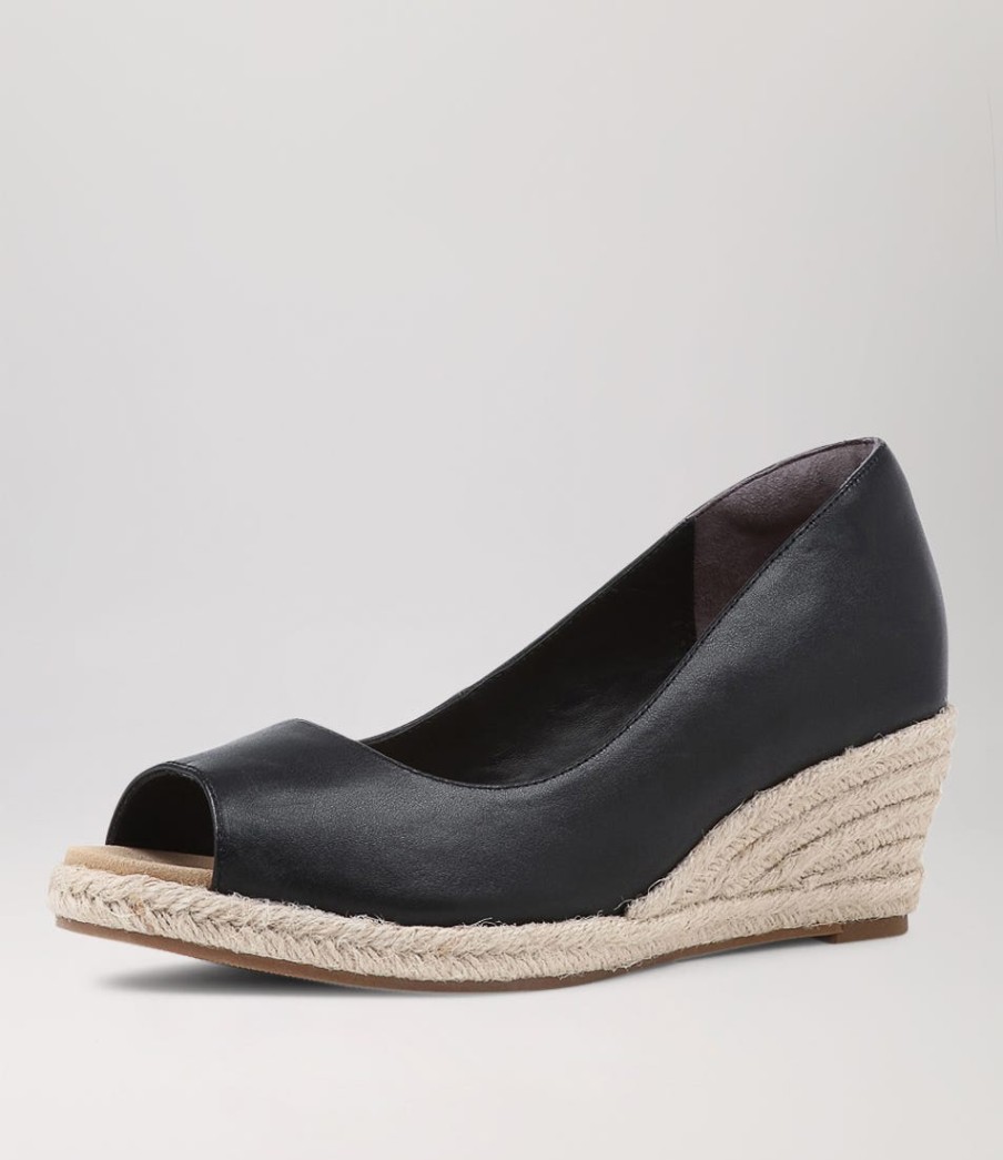 ZIERA Whispa W Black Leather Espadrilles | Espadrilles